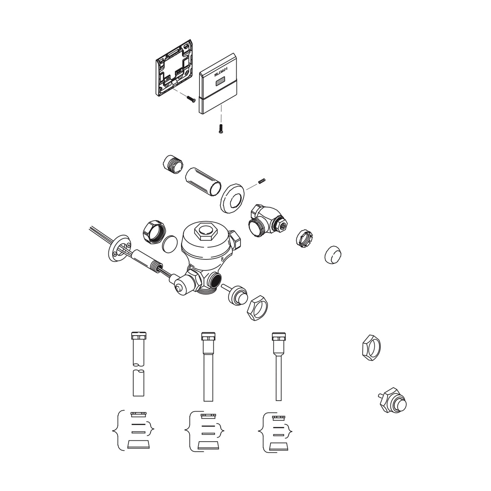Line Drawing for Royal® ES-S TMO Exposed Flushometer