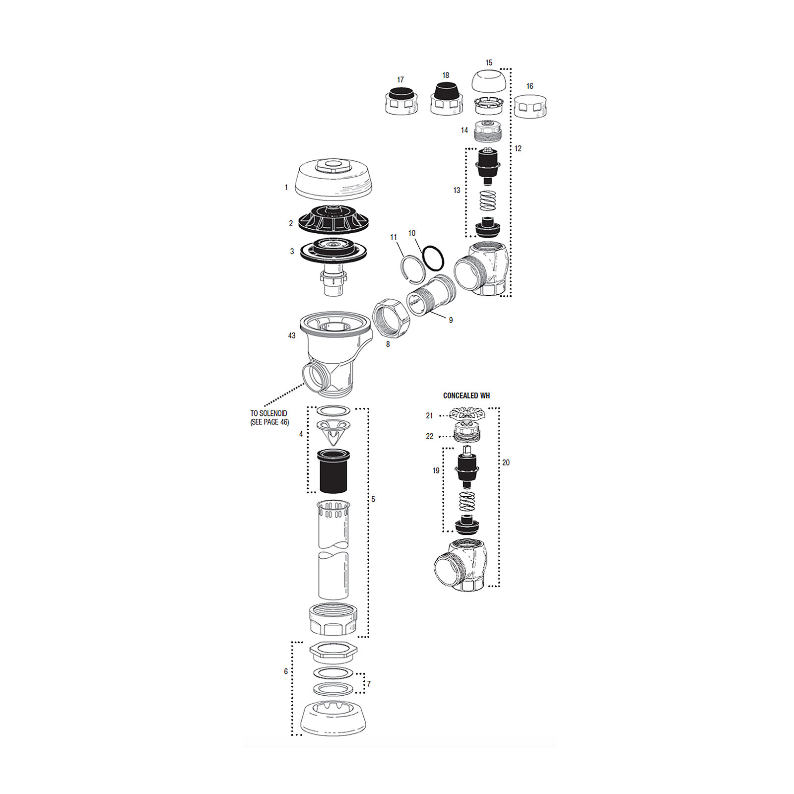 Line Drawing for Royal® Optima® Flushometer