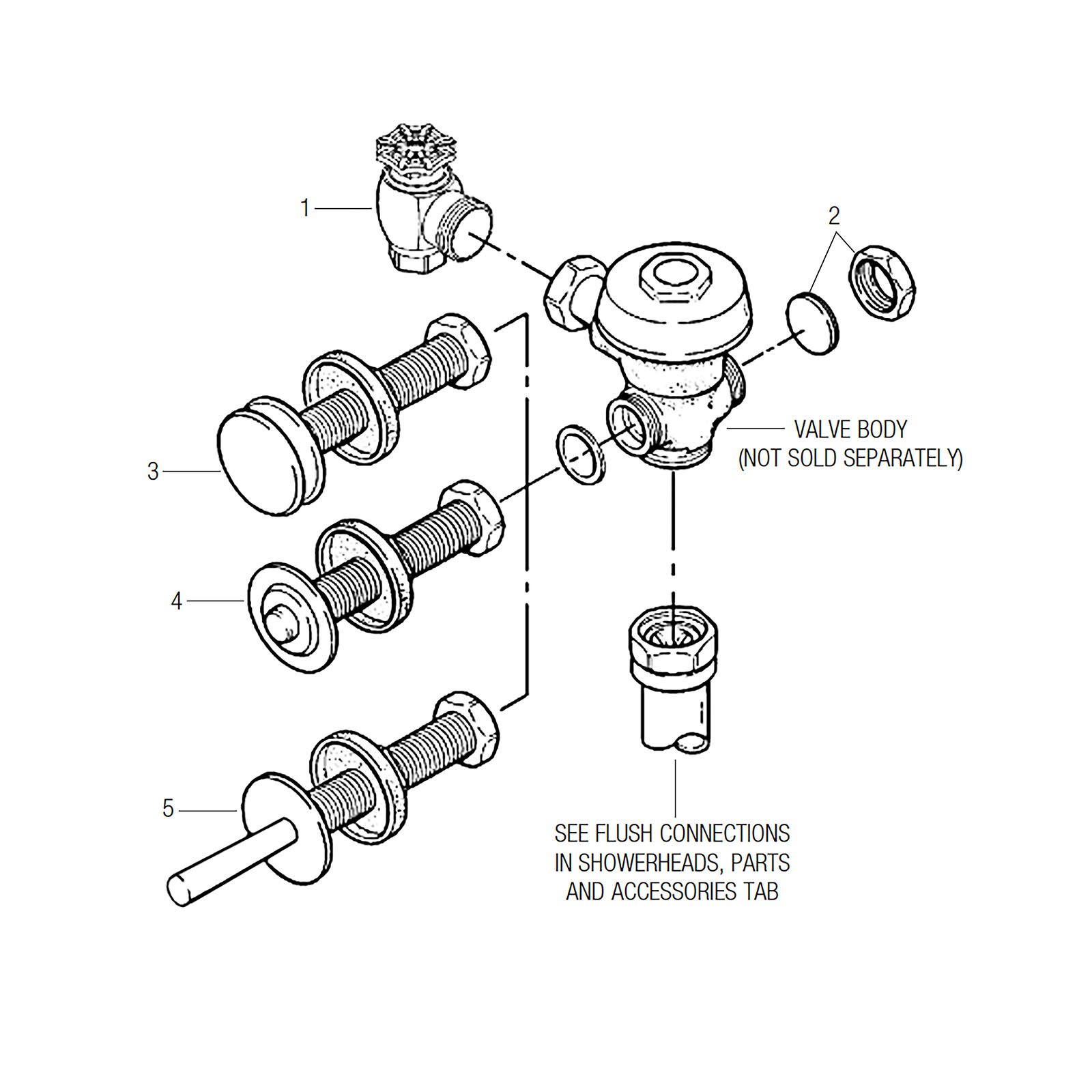 Line Drawing for Royal® Concealed Flushometer