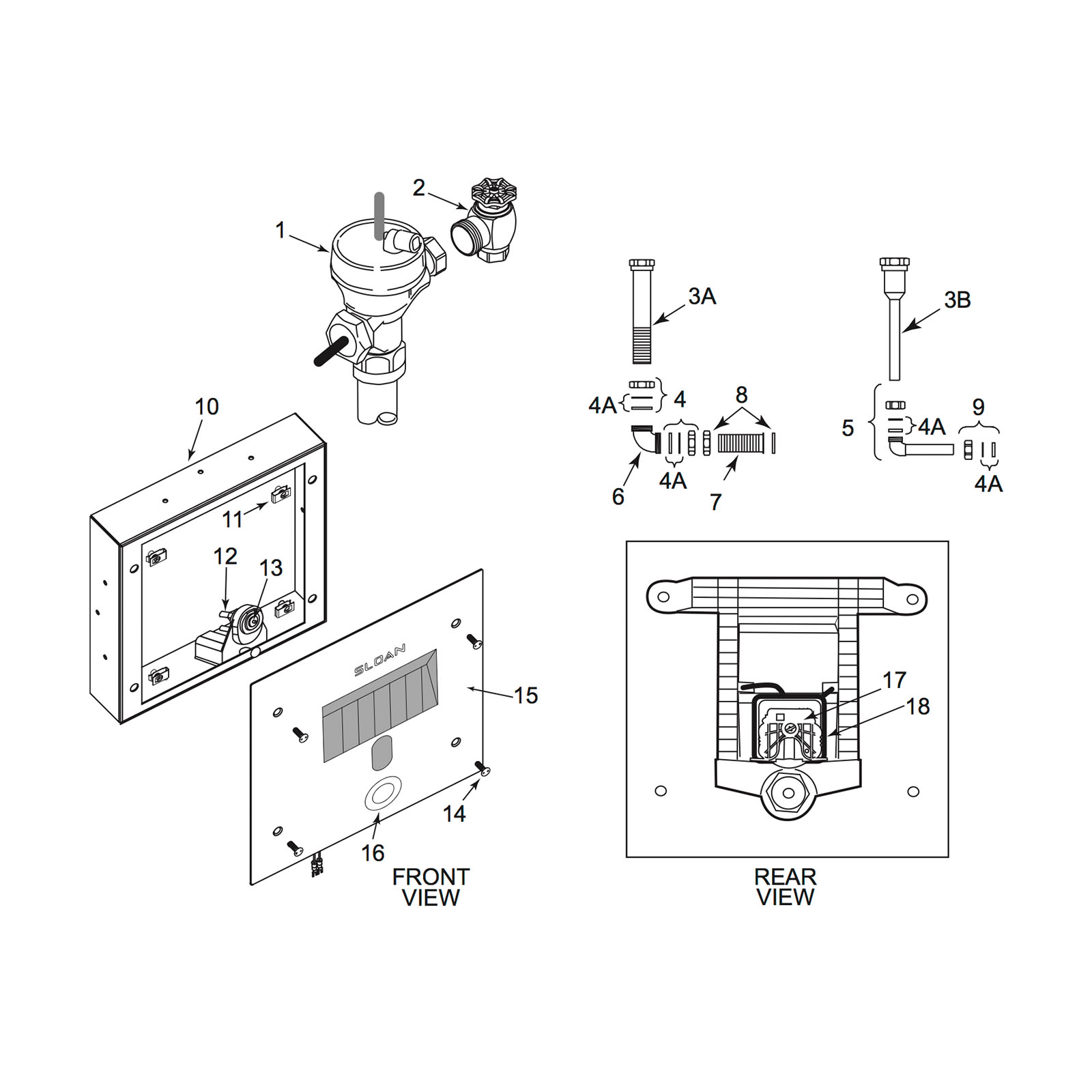 Line Drawing for SOLIS® Concealed Flushometer
