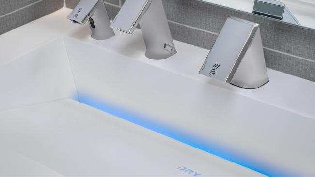 LED lighting in sink basin and under sink apron
