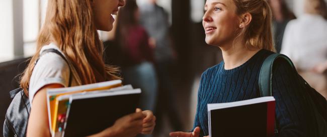 Students having a conversation